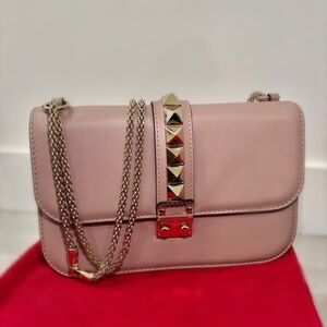 Pink Studded Chain Shoulder Bag